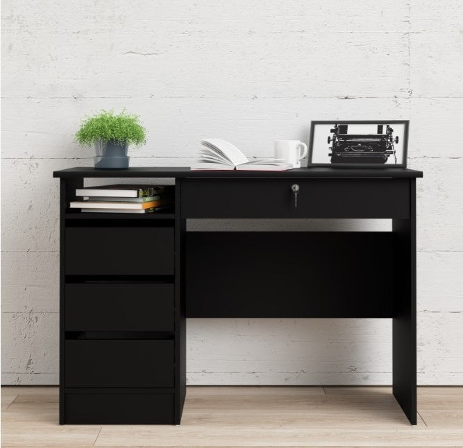 Function Plus Desk 3+1 Handle Free Drawer in Black