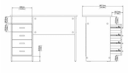 Function Plus 4 Drawer Desk in Oak