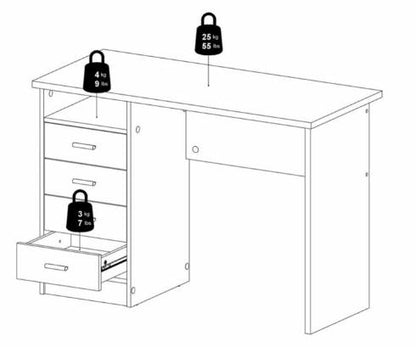 Function Plus 4 Drawer Desk in Oak