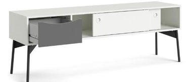 Fur TV Unit 2 Sliding Door 1 Drawer in Grey and White