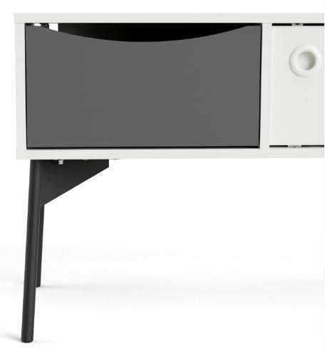 Fur TV Unit 2 Sliding Door 1 Drawer in Grey and White