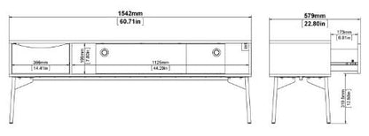 Fur TV Unit 2 Sliding Door 1 Drawer in Grey and White