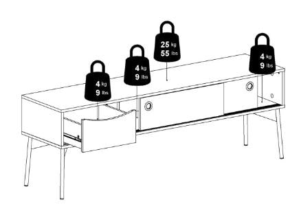 Fur TV Unit 2 Sliding Door 1 Drawer in Grey and White