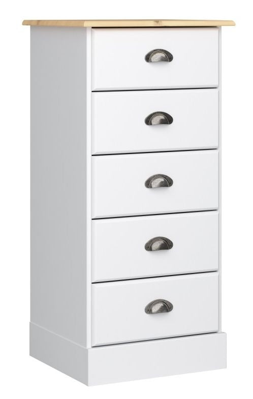 Nola 5 Drawer Chest White and Pine