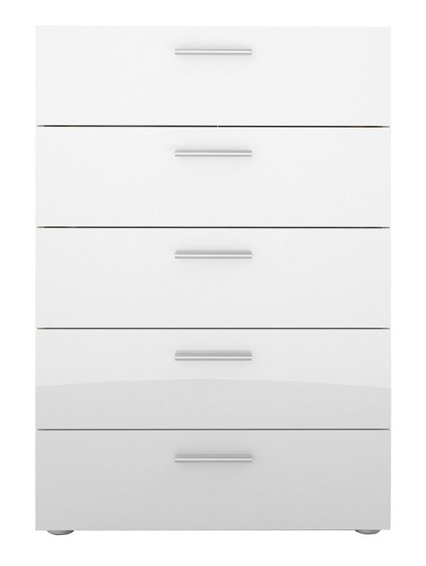 Pepe Chest of 5 Drawer in Oak with White High Gloss