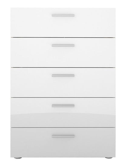 Pepe Chest of 5 Drawer in Oak with White High Gloss