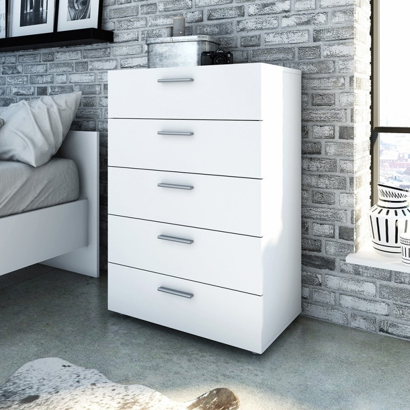 Pepe Chest of 5 Drawer in White