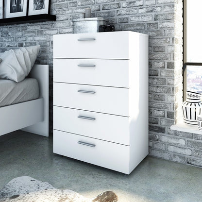 Pepe Chest of 5 Drawer in White