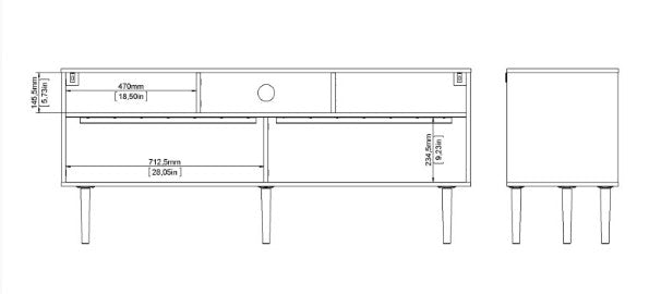 Rome TV Unit 2 Sliding Door in Jackson Hickory Oak with Matt Black