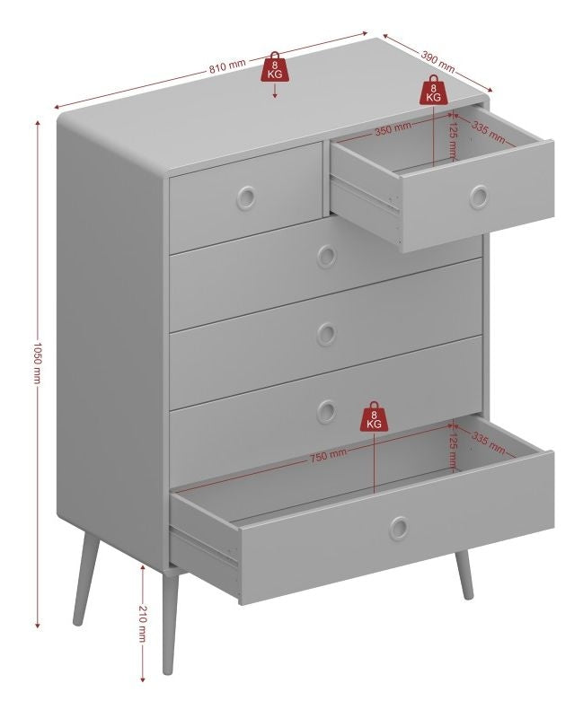 Softline Off White 2+4 Chest of Drawer