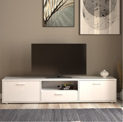 Media White TV Unit with 2 Door 1 Drawer 177cm