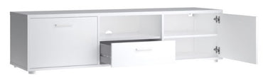 Media White TV Unit with 2 Door 1 Drawer 147cm