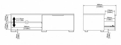 Match TV Unit 1 Drawer 2 Shelf in White High Gloss