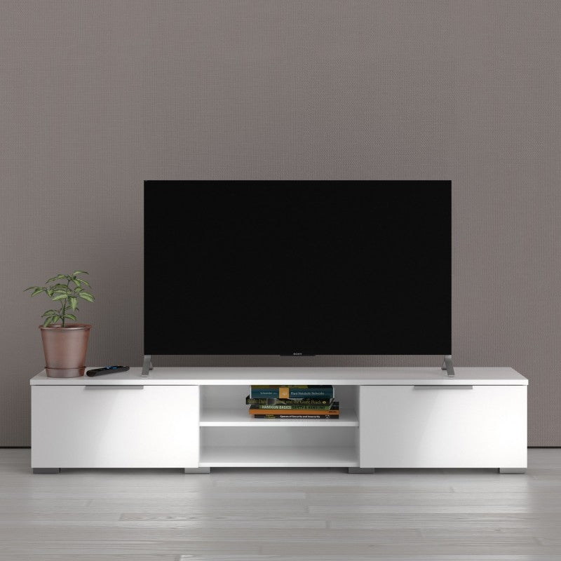 Match TV Unit 2 Drawer 2 Shelf in White High Gloss