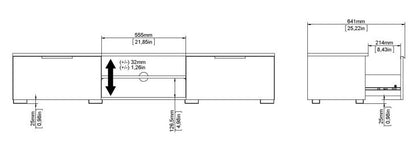 Match TV Unit 2 Drawer 2 Shelf in White High Gloss