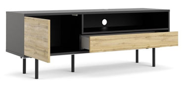 Match TV Unit 1 Door 1 Drawer in Black and Oak