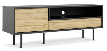 Match TV Unit 1 Door 1 Drawer in Black and Oak