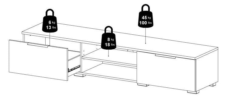 Match TV Unit 2 Drawer 2 Shelf in Jackson Hickory Oak