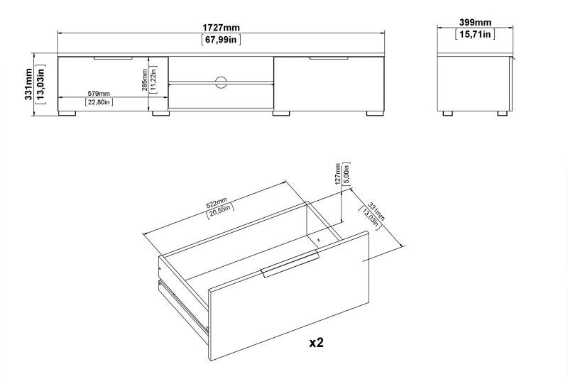 Match TV Unit 2 Drawer 2 Shelf in Truffle Oak