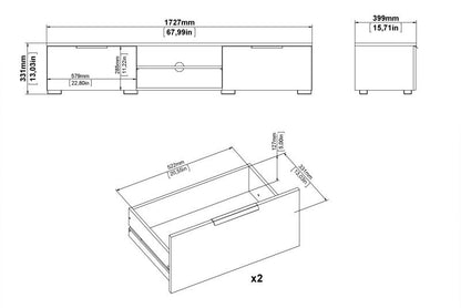 Match TV Unit 2 Drawer 2 Shelf in Truffle Oak