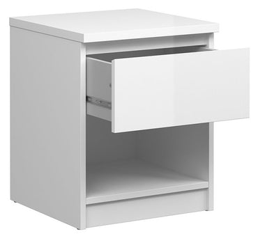 Naia 1 Drawer Bedside Cabinet in White High Gloss