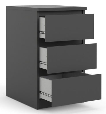 Naia Bedside 3 Drawer in Black Matt