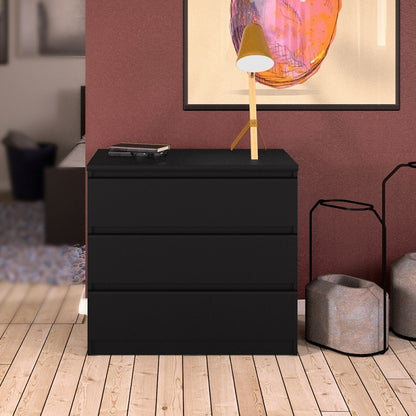 Naia Chest of 3 Drawer in Black Matt