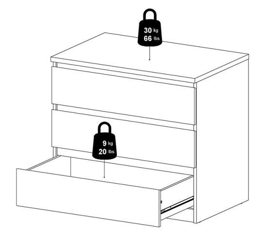 Naia Chest of 3 Drawer in Black Matt