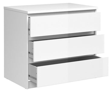 Naia Chest of 3 Drawer in White High Gloss