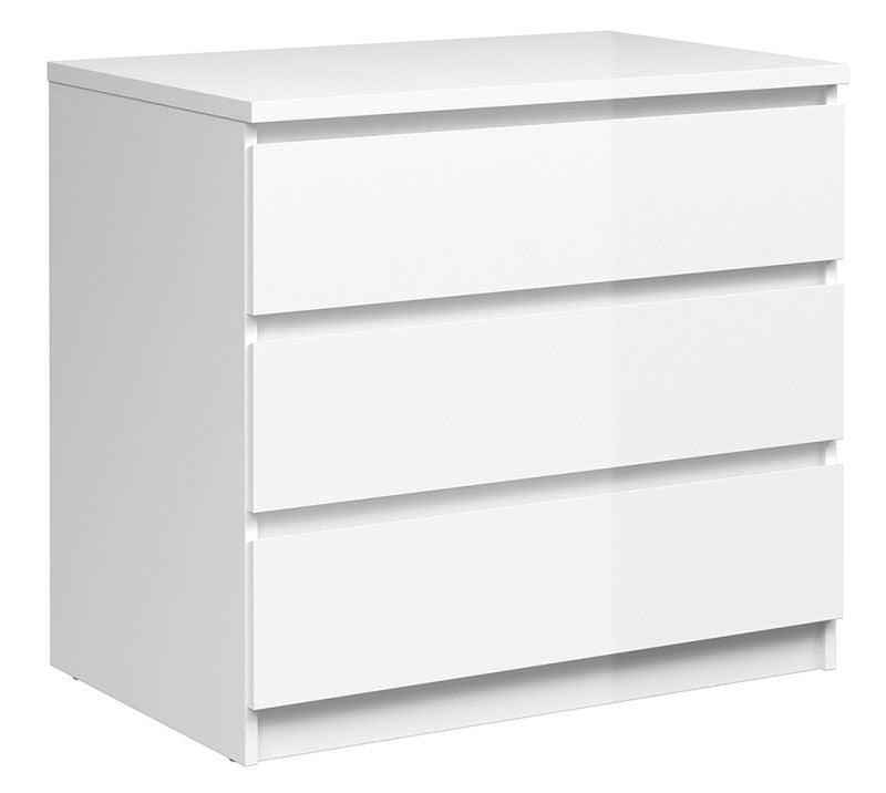 Naia Chest of 3 Drawer in White High Gloss