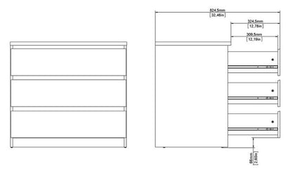 Naia Chest of 3 Drawer in White High Gloss