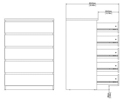 Naia Chest of 5 Drawer in White High Gloss