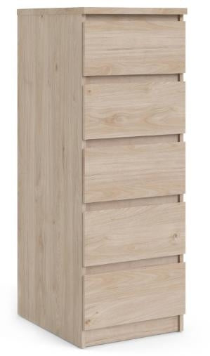 Naia Narrow Chest of 5 Drawer in Jackson Hickory Oak