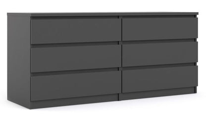 Naia Wide Chest of 6 Drawer in Black Matt