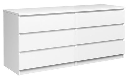 Naia Wide Chest of 6 Drawer in White High Gloss