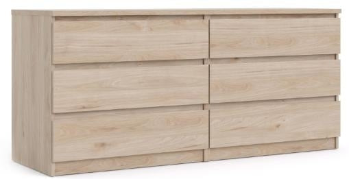 Naia Wide Chest of 6 Drawer in Jackson Hickory Oak