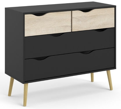 Oslo Chest of 4 Drawer in Black and Oak