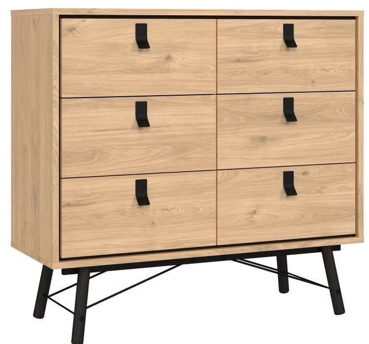 Ry Small Double Chest of Drawer 6 Drawer in Jackson Hickory Oak