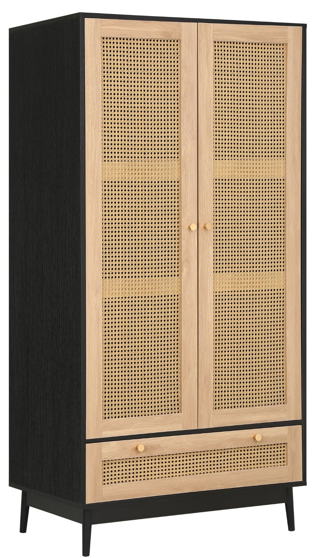 Croxley Black Rattan 2 Door Wardrobe - 1 Drawer