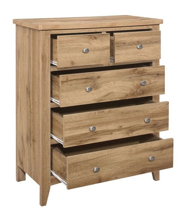 Hampstead Rustic Oak Effect 3+2 Drawer Chest