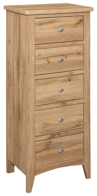 Hampstead Rustic Oak Effect Tall 5 Drawer Chest