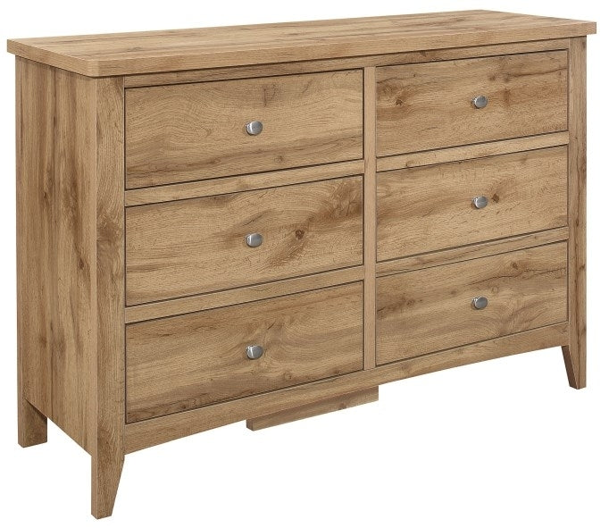 Hampstead Rustic Oak Effect 6 Drawer Chest