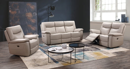 Lucia Pearl Grey Leather 2 Seater Recliner Sofa