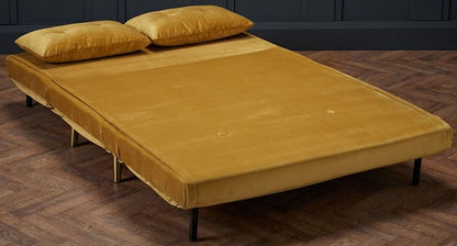 Madison Mustard Plush Velvet Fabric Sofabed