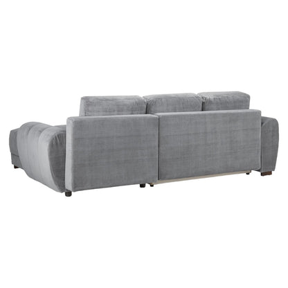 Azzuro Grey Velvet Fabric Universal Corner Sofabed with Storage