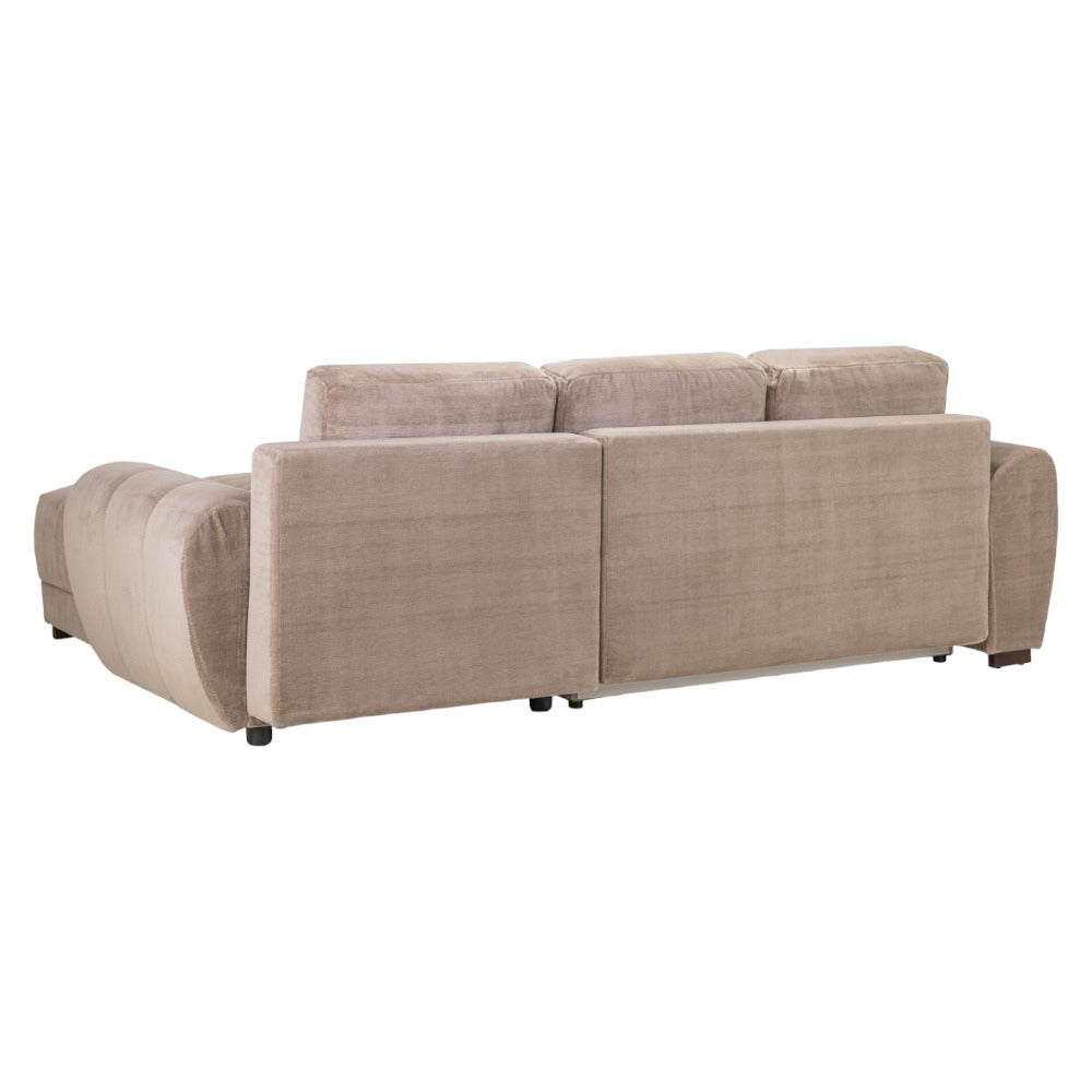 Azzuro Mocha Velvet Fabric Universal Corner Sofabed with Storage