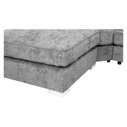 Bishop Fullback Platinum Velvet Fabric U Shape Corner Sofa