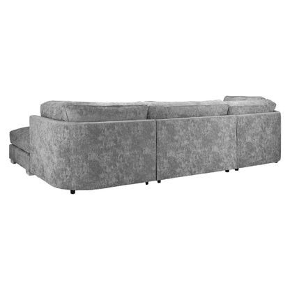 Bishop Fullback Platinum Velvet Fabric U Shape Corner Sofa