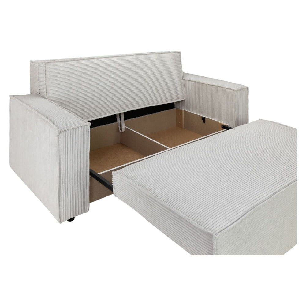 Beige Jumbo Cord 3-Seater Sofa Bed with Storage Solution