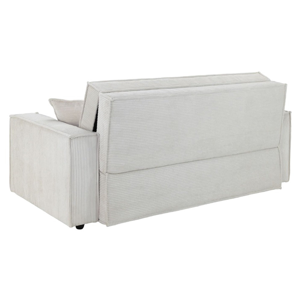 Beige Jumbo Cord 3-Seater Sofa Bed with Storage Solution